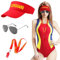 Glirop 3PCS Life Guard Costume Accessories, Beach Costume Set Include Sunglasses Red Lifeguard Hat Whistle with Lanyard Fancy Dress for Men Women Pool Party Theme Party Halloween Cosplay