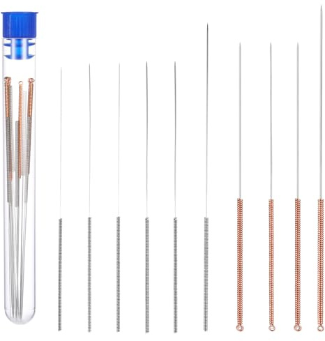 Lnngub Lot de 10 buses de nettoyage pour imprimante 3D, 0,15-1 mm, aiguilles de nettoyage, en acier inoxydable, avec tube de rangement en plastique, accessoires d'imprimante 3D