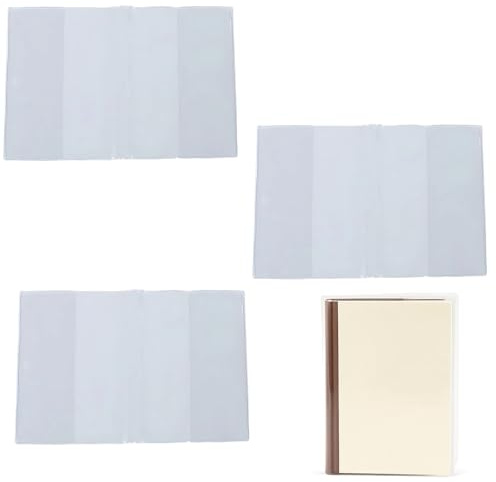 Copertina per libri in plastica, set di copertine per notebook A5 + fodera protettiva in PVC trasparente + materiale flessibile e resistente + confezione da 3 + 14,9 x 20,6 cm + per uso in ufficio e a