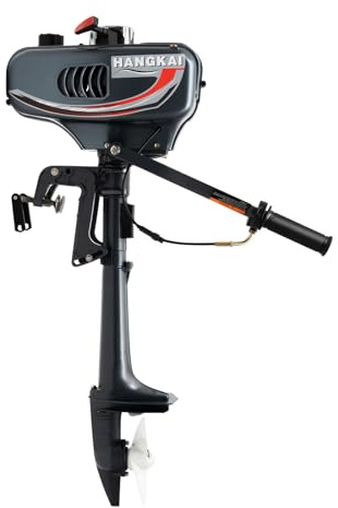CHIMHOON 2-takts 3,5 hk utombordsmotorer, båtmotor, utombordsmotor bensinmotor CDI-system, utombordsmotor 2,5 kW, halvvattenkyld, halvluftkyld, anslagskontroll, manuell start (grå-röd)