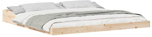 vidaXL Modern Plattformssäng Ram i Tall, Naturlig 200 cm - Inomhus, Sovrum, Ingen Sängbotten Behövs, Stabil Brun, Lätt Montering, Stilig Ren Design, Passar Olika Madrasser, Minimalistisk, Nutida