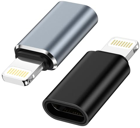 Bioonis Adattatore USB C a Lightning, 2 pezzi, adattatore Lightning USB C, supporta la ricarica/sincronizzazione dati, adattatore iPhone per iPhone 14/13/12/11, non per cuffie/audio/OTG