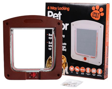 Tragaluz para Gatos Pequeños,Compuerta para Mascotas con 4 Posiciones De Bloqueo para Puertas Exteriores - para Mascotas Impermeable para Dormitorio Sótano Cochera,Propietarios Inquilinos Aman