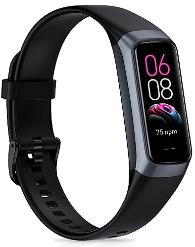 Moremore Fitness Tracker with 24/7Heart Rate, Blood Pressure, Sleep Tracking, Calorie, Activity Tracker with 1.1 AMOLED Color Screen, Waterproof Step Tracker for Android iPhones Women Men (Black)