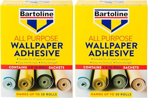 Bartoline All Purpose Wallpaper Adhesive 30 Roll (36 Pint) - Easy Mix, Starch-Based Adhesive for All Wallpaper Types, Vinyl, Woodchip, and Polystyrene Tiles, Long-Lasting Results (Pack of 2)
