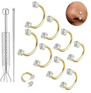 Chriscoco 8 st kirurgiskt stål hästsko näsring 7/8/10/12 mm septum piercing smycken guld/silver/svart septum ring brosk helix tragus örhänge läpp daith öronpiercing smycken 16 G/18 G / 20 G