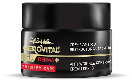 Crema Antirughe Ristrutturante SPF 10 – Azione Filler Senza Ago con Neodermyl, Acido Ialuronico e Vitamina C – Pelle Soda, Elastico e Protetta – 50 ml, Gerovital H3 Derma Premium Care