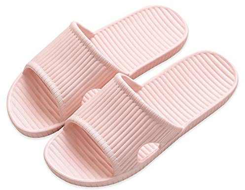 APIKA Pantoufles Antidérapantes pour Femmes Et Hommes Usage Intérieur Usage Extérieur Bain Sandal Soft Foam Sole Chaussures De Piscine Maison Accueil Slide(Rose,36/37 EU)