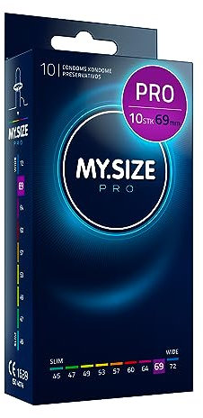 MY.SIZE PRO Preservativi ELITE taglia 7, 69 mm, XXL, 10 pezzi, vestibilità perfetta e dimensioni adatte a tutti