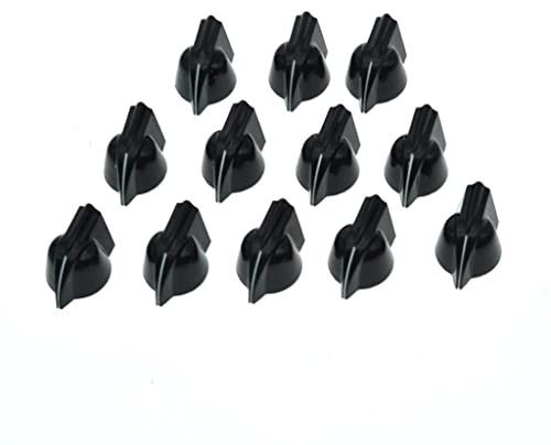 KAISH Mini-Huhnkopf-Knöpfe, 1/4 Zoll (0,64 cm), Vintage-Stil, klein, für Gitarre, Bass, Potentiometer, Verstärker, Knauf, Effektpedal, Chickenhead Knöpfe mit Stellschraube, Schwarz, 12 Stück