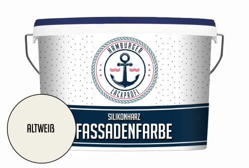 Hamburger Lack-Profi Fassadenfarbe MATT Altweiß/Cremeweiß Silikonharz Fassadenfarbe Weiß wetterbeständige Außenfarbe - Silikonharzfarbe Sockelfarbe - geruchsarme Farbe mit hoher Deckkraft (2,5 L)