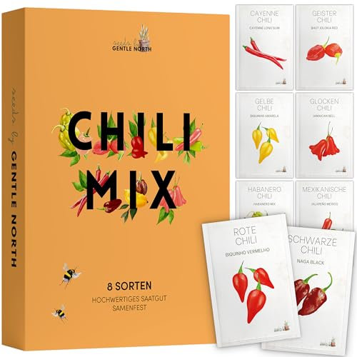 Chili Samen Set (8 Sorten) – Buntes Chili Pflanzen Set für Garten und Balkon – Chili Set mit Saatgut für Chilli Pflanzen von scharf bis mild ideal als Geschenkset