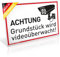 Schild Achtung Grundstück wird videoüberwacht! | PVC 30 x 20 cm | stabiles PVC Schild mit UV-Schutz | weiß | Videoüberwachung Kameraüberwachung Kameraüberwacht | Dreifke®