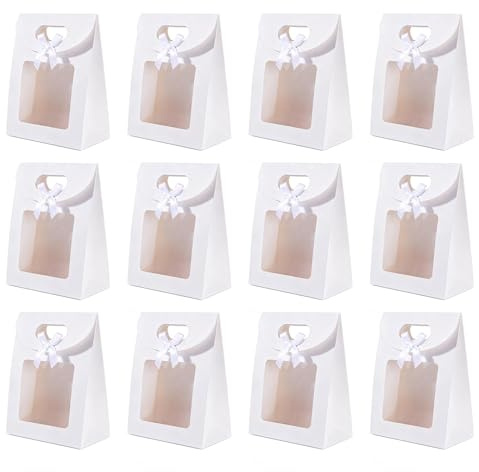 12Pcs Sac Cadeau Transparent avec Fenêtre,20x14x7cm