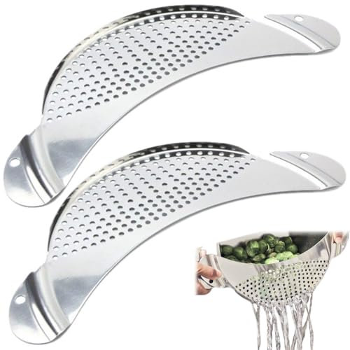 Nudelsieb, Abtropfiseb, Abgießhilfe für Pasta, Topfsieb, Küchensieb Edelstahl, Haushaltssieb, Toller Küchenhelfer zum Sieben von Nudeln, Gemüse und Obst, Durchmesser 33 cm