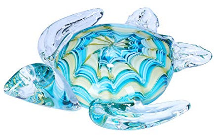 HDCRYSTALGIFTS Figurine de tortue de mer en verre soufflé, sculpture faite à la main, statue en verre, décoration d'intérieur, cadeau d'anniversaire