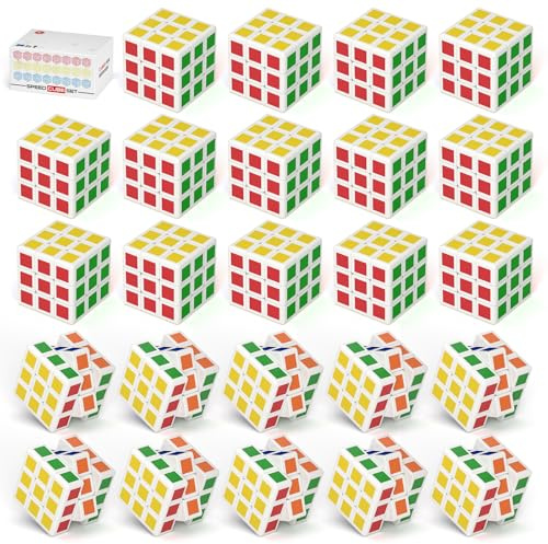ROXENDA Mini Speed Cubo, 24 Pack 3x3 Magico Magic Cube Liso sin Pegatinas Cubo de Velocidad Rompecabezas Piñata Rellenos Bolsas Regalo Adolescentes Escolares y premios de Aula para Estudiantes