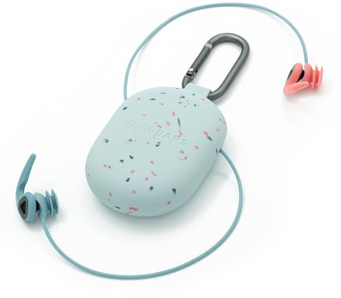 Creatures of Leisure Surf Ears 4.0 – Ear Plugs for Adults that Keep Water Out & Sound in – Surfing Ear Protection – Coral/Sky