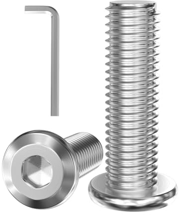 GUEEYUAW 30 Piezas Tornillos De Cabeza Plana Hexagonal M3 x 10 mm, Acero Inoxidable 304 A2 V2A, Tornillos de Cabeza Hexagonal, Con Llave Hexagonal, se pueden utilizar al aire libre