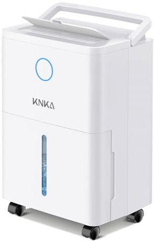 KNKA Luftentfeuchter, 9L/T, Leiser Luftentfeuchter Elektrisch, Raumentfeuchter mit Ablaufschlauch, 24H-Timer, Abnehmbare Rollen, Kindersicherung, 60m³ (25m²), für Schlafzimmer, Bad und Waschküche