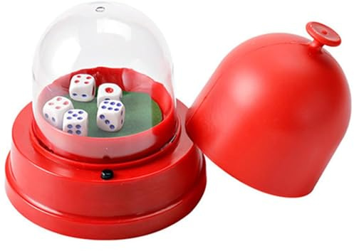 Tärningskopp, tärningsbricka, automatiska tärningar, rullkopp med 5 tärningar och skydd, elektroniska tärningar, rullkopp, fest, automatisk, rulle, automatisk tärningsrulle (röd)