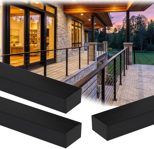 Zylorix 8FT T304 Stainless Steel Cable Railing Black Handrail, 2 W x 1 H
