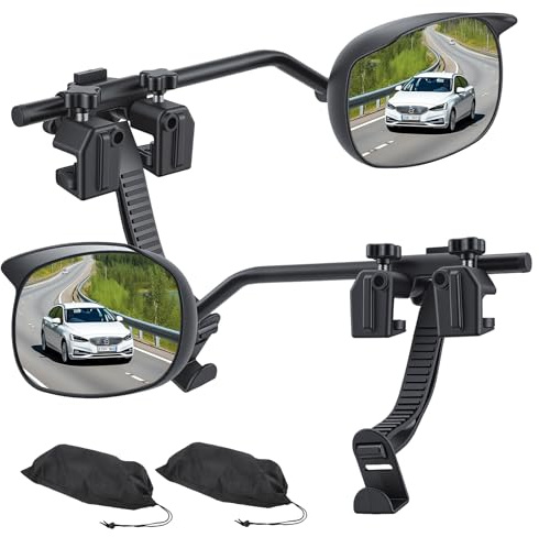 2pcs Espejos retrovisores para caravana, espejos retrovisores universales para caravana, espejos remolcables adicionales con cubierta para la lluvia para autocaravanas y todo tipo de vehículos comunes