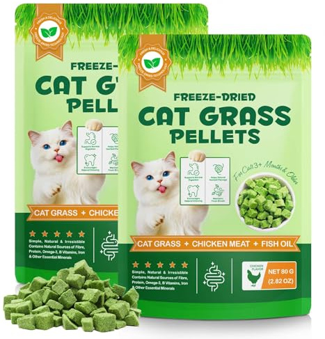 Kattgräs snacks för inomhus, 160 g frystork, kattsnacks tandrengöring, kattmynta leksak minskar hårbollar, främjar matsmältningen med naturlig kyckling