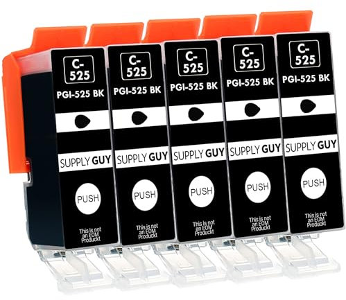 Supply Guy 5 Druckerpatronen mit Chip kompatibel mit Canon PGI-525 PGBK für IP4850 IP4950 IX6550 MG5150 MG5250 MG5340 MG5350 MG6150 MG6250 MG8150 MG8240 MG8250 MX715 MX885 MX895