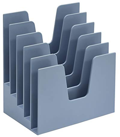 Acrimet Organizzatore Porta Documenti Inclinato a 5 Scomparti, Porta Lettere, Cartelle e Posta, Organizzatore da Scrivania per Ufficio, Supporto per Organizzazione da Scrivania (Plastica) (Blu)