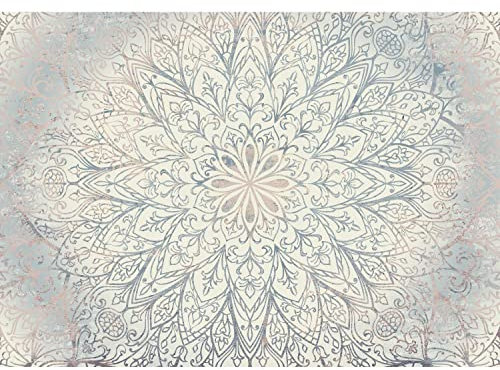 Runa Art Fototapeten 396 x 280 cm Mandala Orientalisch - Vlies Wanddekoration Wohnzimmer Schlafzimmer - Deutsche Manufaktur - Blau Beige Weiss 9286012a