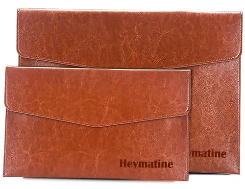 Dokumententasche A4 A5 Leder Set,Geschäfts-Leder Dokumententasche Datei-Bag for Zertifikate,Dokumente,Braun Fächermappe Veranstalter