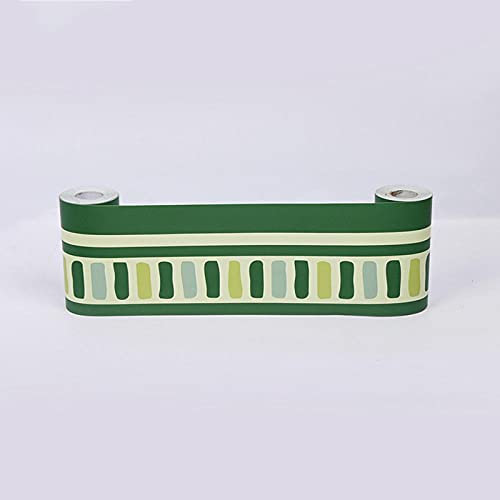 Bordure de papier peint Frise Murale Adhesive Bordure Papier Peint Frise Autocollante pour Cuisine, Salle de Bains, Plafond, Salon, Chambre Décoration Murale Ligne verte 10.6×1000cm