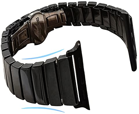 MaKTech Keramikt Armband,Smal Länkarmband Som Är Kompatibelt med Apple Watch Serie 11/10/9/8/7,Ultra 3/2/1,SE 3/2/1 [2025] (46mm/45mm/44/49mm,Smal-Svart)