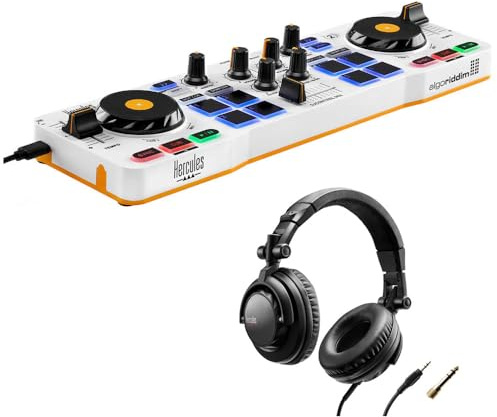 Hercules DJControl Mix DJ Software Controller with Algoriddim Djay App Bundle with Hercules HDP DJ45 Closed-Back, Over-Ear DJ Headphones