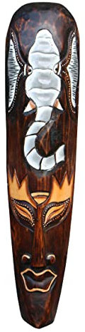 Wogeka - Máscara de pared de elefante de 50 cm - en estilo étnico África de madera como idea de regalo para decoración de cumpleaños de Navidad - Talla hecha a mano de Bali Maske97