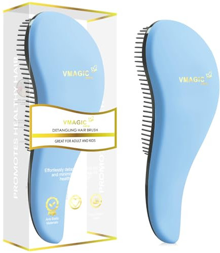 Spazzola districante – far scorrere la spazzola districante attraverso i capelli aggrovigliati – miglior pettine per donne, ragazze, uomini e ragazzi – uso su capelli bagnati e asciutti (blu cielo)