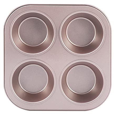 JOYIAL Stampo per 4 muffin, antiaderente, in acciaio al carbonio, per casa, bar, ristorante (argento e oro, dimensioni: 1 pezzo)