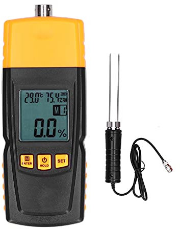 SEAFRONT Digital Detector, Wood Wood Moisture Tester, Wood Humidity Tester Testing Device Wood Tester Tester, Wood Tester NeedleType 4?Gear Multifunctional Temperature Measurement Wood