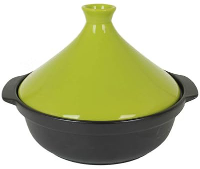 XIUCAI Marockansk Tajine Kruka, Lerkrukor med Lock, Traditionell Kokkärl för Hög Temperaturresistens & Fuktbevarande, för Ditt Kök, Restaurang,A green