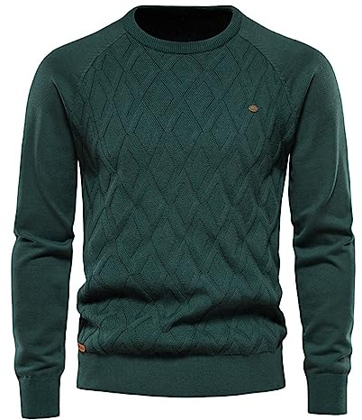 Maglione Girocollo Uomo, Maglione Lavorato a Maglia Maglione Uomo Invernale Maglia Basic Maglione Manica Lunga Leggero Girocollo Caldo Pullover Senza Cappuccio Maglione Uomo Norvegese Maglioncini
