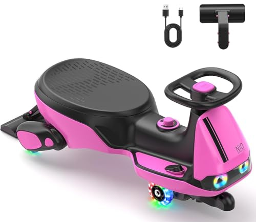 FanttikRide N10 Classic Electric Wiggle Car, USB-C, RGB Eye Lights, Pink