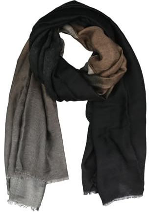 LUMBERJACK Sciarpa da Donna Morbida in Viscosa, Fantasia Sfumata, Grigio e Marrone, Elegante e Calda, Con Scatola Regalo