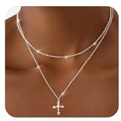 FIOROYAL Kors halsband damer 925 silver hänge kedja 14K guld förgylld dainty Layering kors pendants kedja guld silver halsband damer smycken gåva