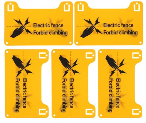 UTHCLO 5 Cartelli Segnali di Avvertimento per Recinzioni Elettriche in Plastica Resistenti alle Intemperie 20x12,8 Cm per Esterno, Etichette di Sicurezza per Fattorie, Scuole e Aree