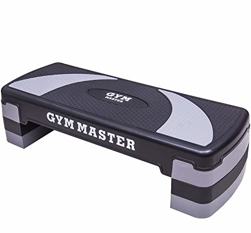 GYM MASTER Adjustable Step Aerobics Workout Platform Stepper - 3 Level