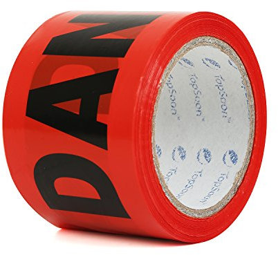 TopSoon Red Danger Tape Caution Tape Barrier Tape Safety Warning Tape Sharp Red Color 3-Inch by 300-Feet Roll Non-Adhesive