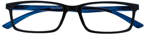 OPULIZE See - Lunettes de Lecture Anti-Lumière Bleue Monture Étroite Charnières à Ressort Améliore le Sommeil Jeux Ordinateur Noir Hommes Femmes B9-1+1.50