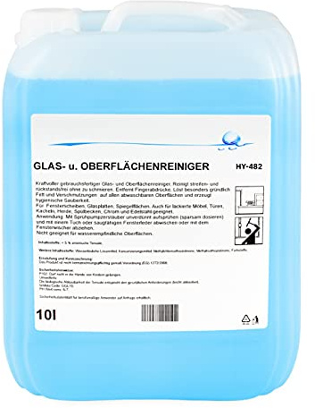 10 LiterGlas- & Oberflächenreiniger | streifenfreier Glanz | starke Fettlösekraft | alkoholfrei | besonders materialschonend |Profi Qualität - MADE IN GERMANY