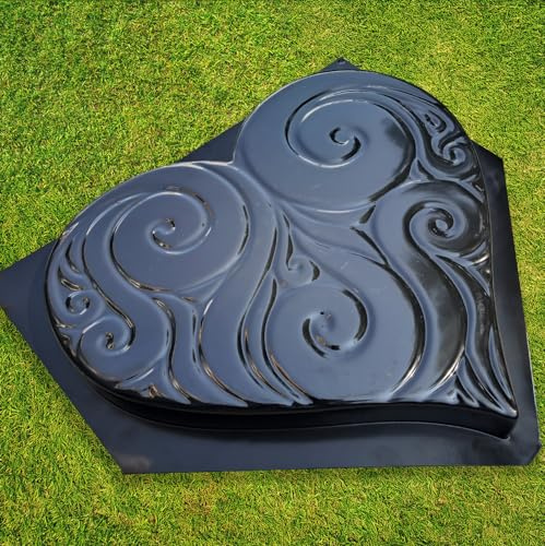 BETONEX Small Precast Concrete Heart Pathmaker Mold - DIY Decorative Garden Cement Stepping Stone Paver Paving Walkway Pavement Casting - ABS 2mm